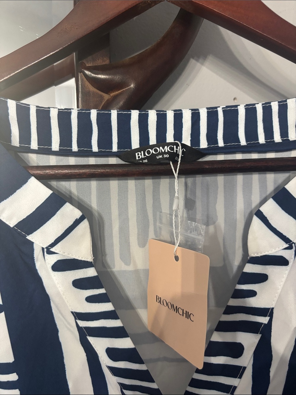 NWT BloomChic Navy and White Striped Button-Front Maxi Dress, 26 - Picture 3 of 3